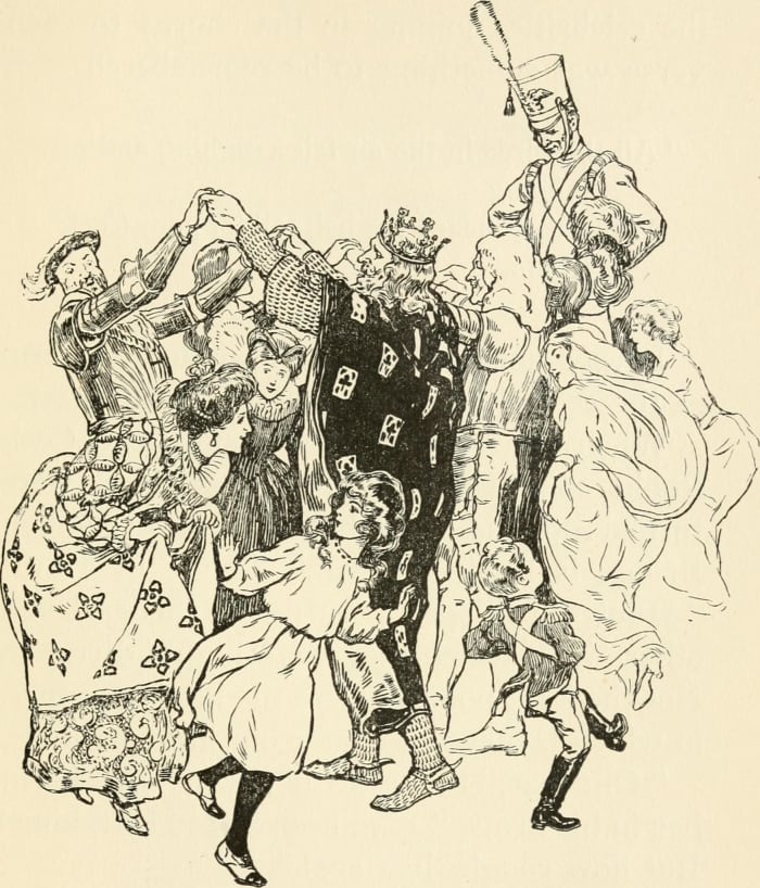 Lucy and their majesties play London Bridges, 1800.