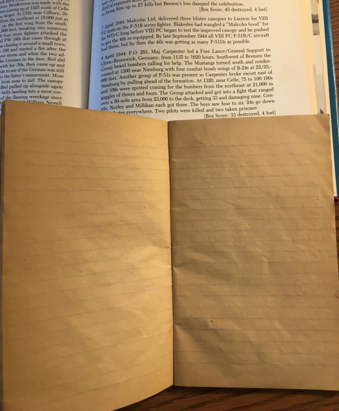 April 8,1944, not mentioned by name, Howard "John" Moulton was one of the fortunate two that survived. Details were a blank page in his notebook.