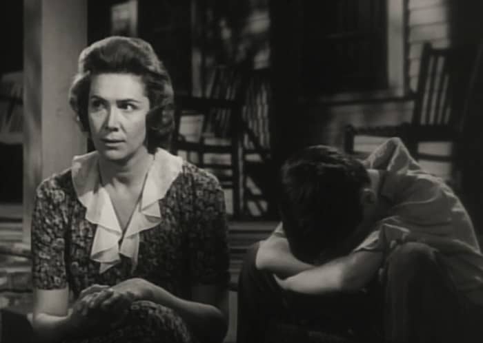 Rosemary Murphy as Miss Maudie and Philip Alford as Jem in To Kill a Mockingbird.