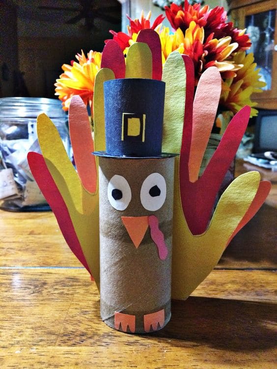 This actually turned out a lot cuter than I expected. All you need is construction paper, a pencil, glue, scissors and a toilet paper roll.