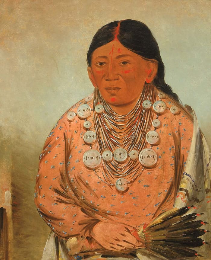"A'h-tee-wát-o-mee, a Woman," 1830, George Catlin in the Smithsonian American Art Museum Collection.