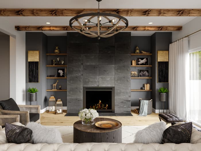 A mix of accents in black, gray, and white can make for a serious and mature design.