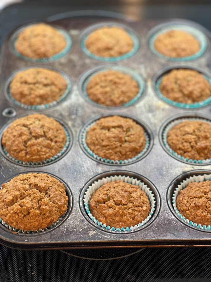 Bake until done. To test, stick a toothpick in the muffins, if it comes out clean it is done.
