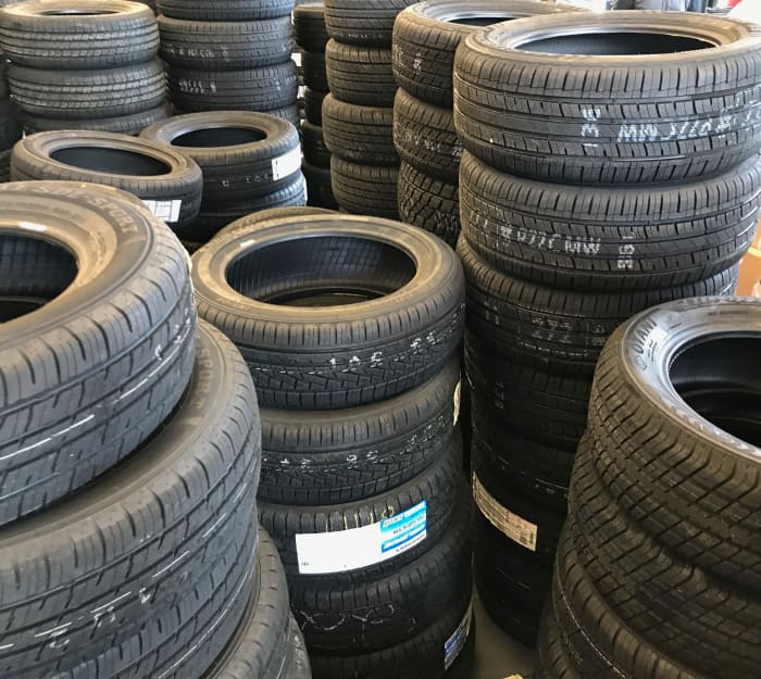 Tires of assorted sizes