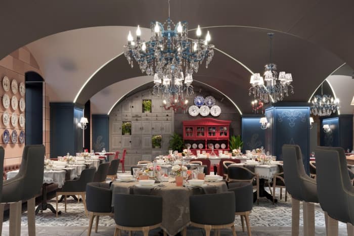 The terrace offers a beautiful view of Doha, and the interior decoration of the hall strikes with magnificent elegance.