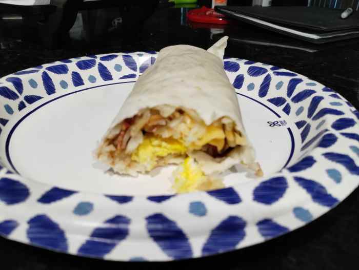 Simple Breakfast Bacon Burrito Recipe Delishably