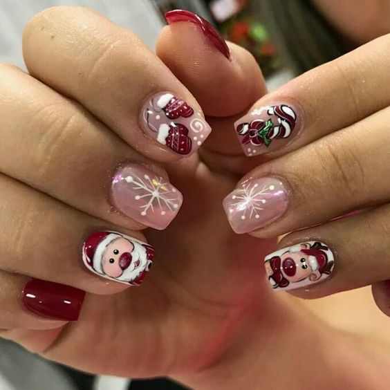 Candy cane nail art