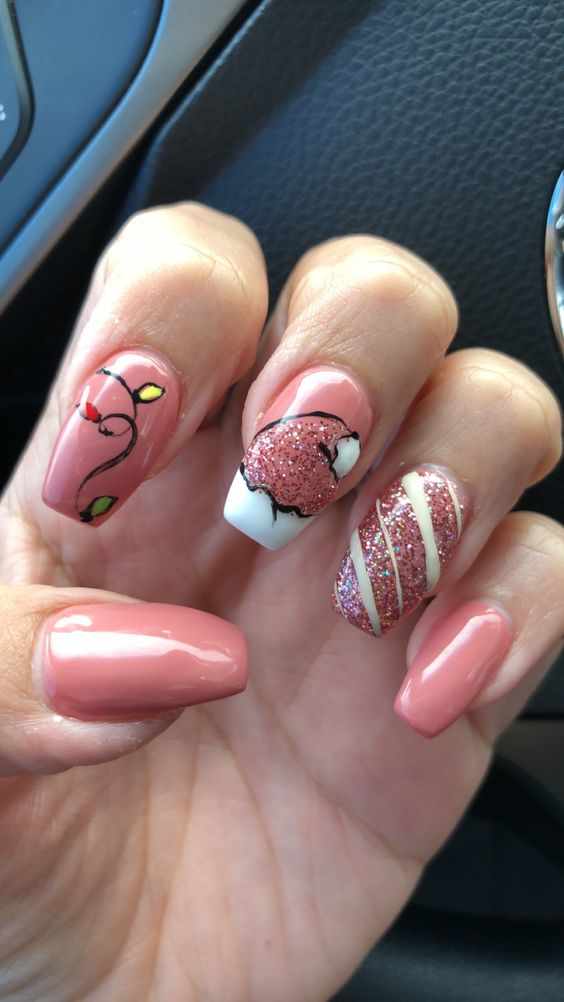 Rose Christmas nail art