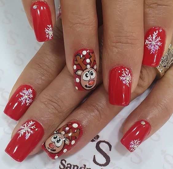 Silly reindeer and snowflakes