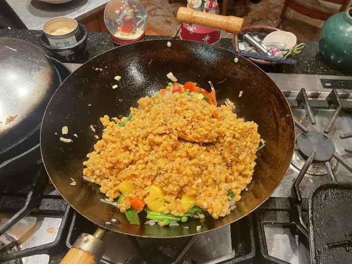 Fried Lentils With Vegetables and Egg Recipe - Delishably