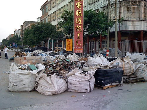 Printer recycling will avoid adding to this e-waste center in Guiyu, China. It's one of the biggest centers in the world. Women, children and men work to extract the precious metals from the electronics equipment by whatever means necessary...