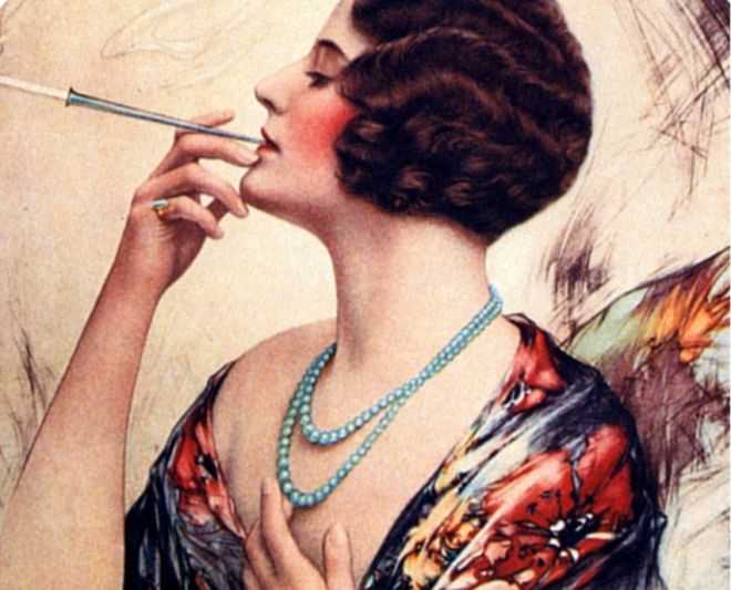 Is she smoking that or making love to it? An image of glamour and sophistication went hand in hand with cigarette smoking in the first half of the 20th Century..
