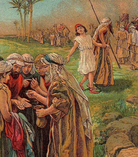 Joseph being sold into slavery by his jealous brothers.