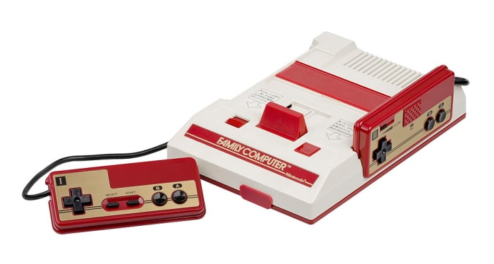 An early model of the Famicom, the Japanese release of what came to be called the "Nintendo Entertainment System" in the West.