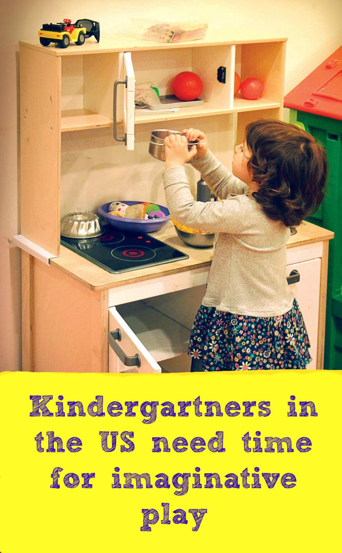 Moms and dads should see a play kitchen as a positive sign of a kindergarten program that values imagination.