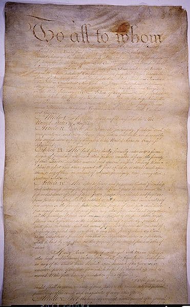 Page one of the Articles of Confederation. The Founding Fathers found this "constitution" much too week and replaced it with the current Constitution.