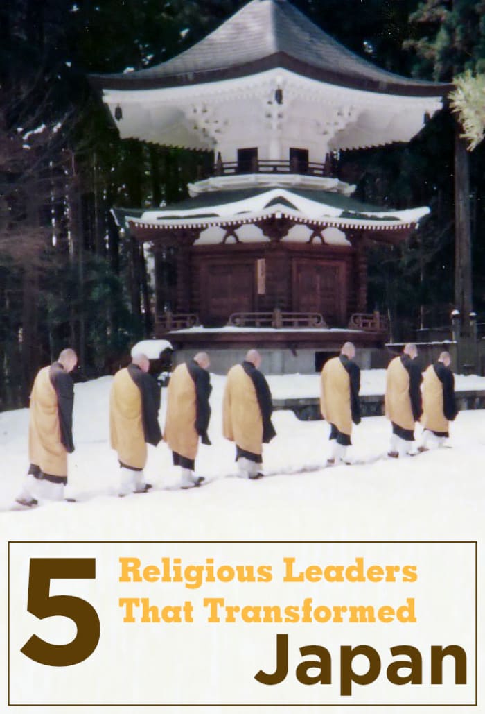 Five Japanese religious leaders who shaped the current spiritual landscape of Japan with their thoughts and beliefs.