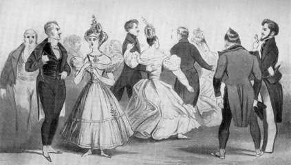 Beau Brummel, pictured at the far left, LOVED simplicity in dress- though was also very fastidious about clothing quality and physical cleanliness. He did much to influence style during this period.