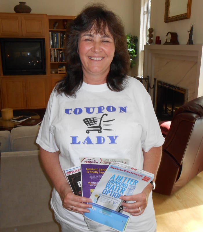 Here I am in my "Coupon Lady T-shirt which I wear with small groups of classes just for fun. I had this made special.