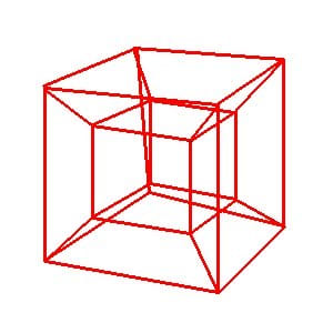 "In geometry, the tesseract, also called an 8-cell or regular octachoron or cubic prism, is the four-dimensional analog of the cube."