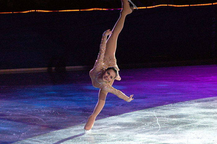 Okay, this is not a beginner move but is highly inspiring and simply beautiful. Sasha Cohen performing her distinctive spiral.