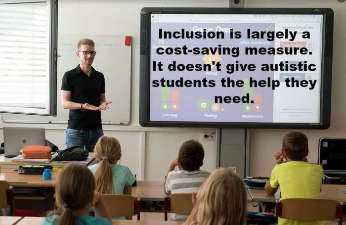 Parents of autistic children do their kids a great disservice when they simply accept full inclusion in special education and don't fight for more.