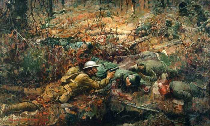 The painting "Sargent Alvin C. York" (1919) by Frank Shoonover. Most people recognize that a man like Alvin York (1887-1964) was an American patriot, yet wasn't a nationalist or a fascist.
