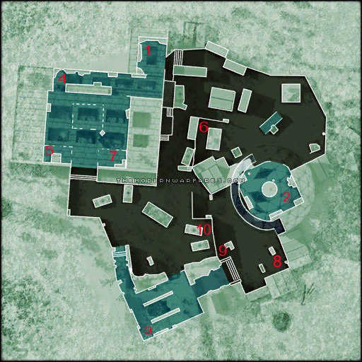 A layout of some great camping spots on the Modern Warfare 3 map dome. Disclaimer: I do not own the rights to this image. Visit the site of the original image via. http://www.themodernwarfare3.com/mw3/multiplayer-maps/dome/
