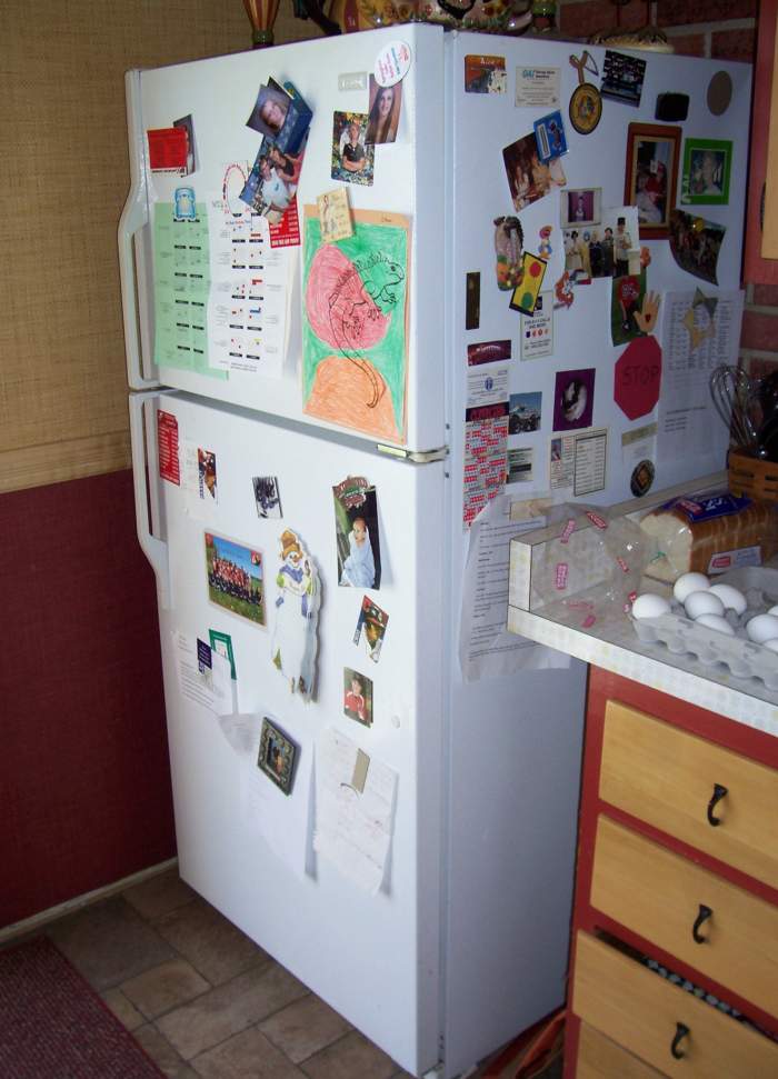 I won't deliver a punchline here. I know it looks good with all the cute pictures and school work but if your refrigerator is running a lot, a leaky gasket could be to blame.