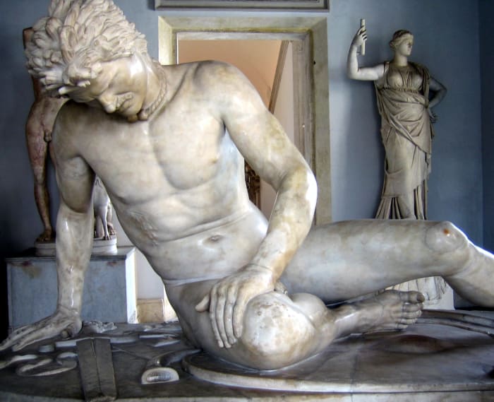 For a lot of the Western world's history, barbarians were foreigners, like this romanticized dying Gaul here. We still think of barbarians like this today. Conan? What do you mean Conan? Oh, right! That guy . . . I've got a picture of him somewhere.