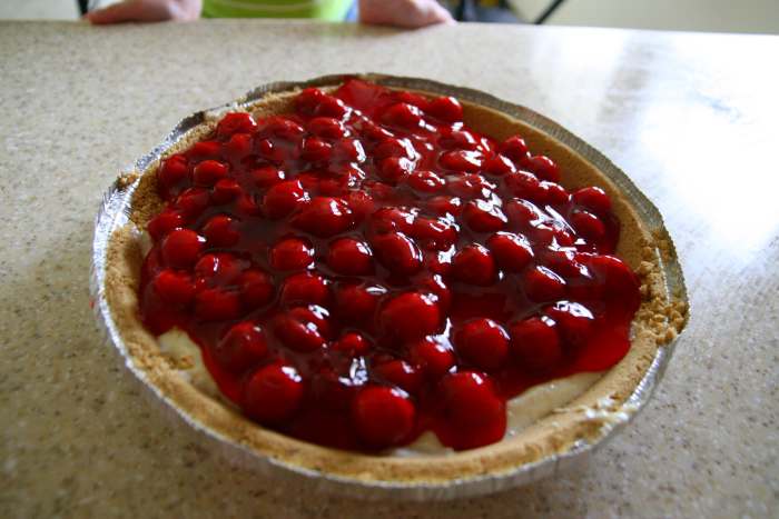 This cherry cheesecake recipe requires no baking, and is simple enough for a four-year-old to make with limited assistance. It is also delicious!