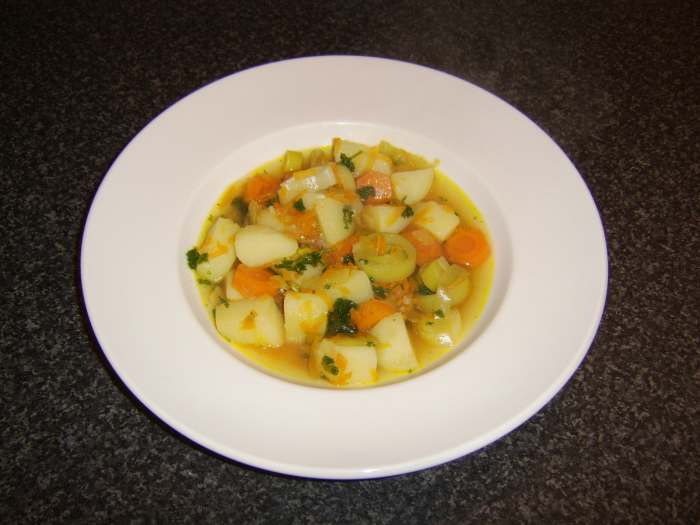 Vegetable soup is just one of the many delicious dishes that can be made with fresh vegetable stock.