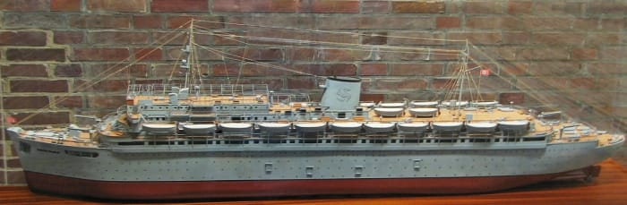 Model of "Wilhelm Gustloff". The rated capacity of the 25,000 ton vessel was about 1,500 passengers.