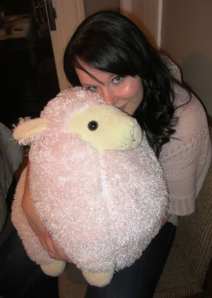 She had mentioned this lamb weeks before. When I gave it to her, she laughed so hard she cried for two days because she thought it was so cute and she sleeps with it to this day.