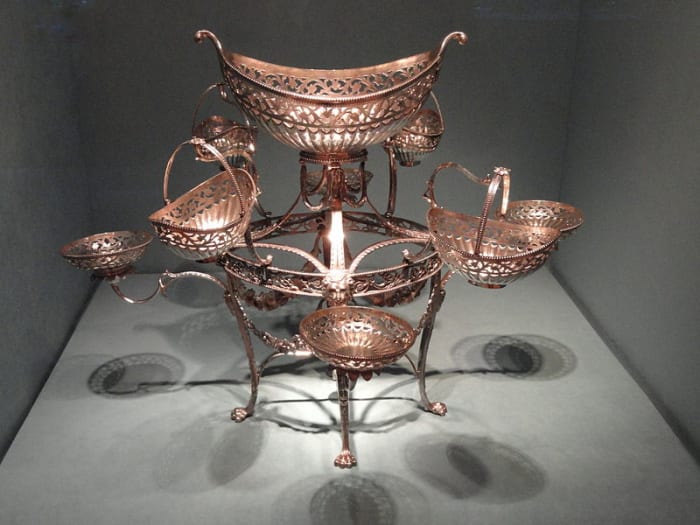 A beautiful silver epergne by William Robertson, Scotland, 1795-1796. Exhibit in the Indianapolis Museum of Art, Indianapolis, Indiana, USA.