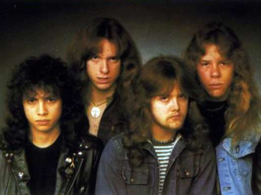 Metallica 1983: (L-R) Kirk Hammett, Cliff Burton (R.I.P.), Lars Ulrich, James Hetfield
