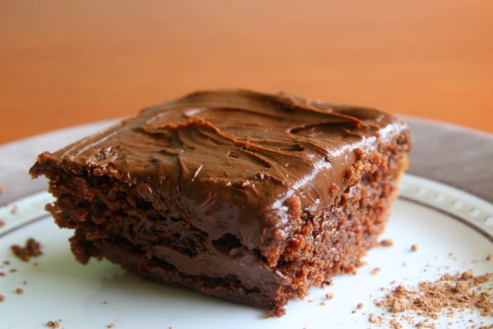 This chocolate cake is dairy-free and vegan, as it uses no milk, butter, or eggs.