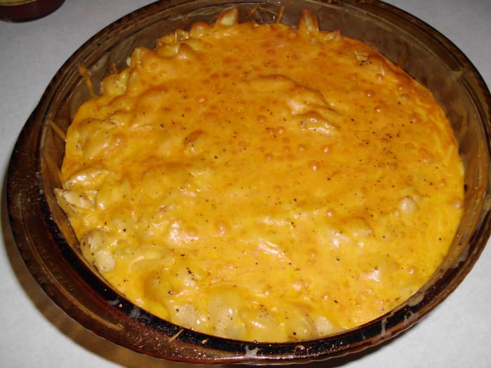 Cooked and smoked in the electric smoker for 1 hour at 225 degrees internal temperature for perfect dish of Mac and Cheese.