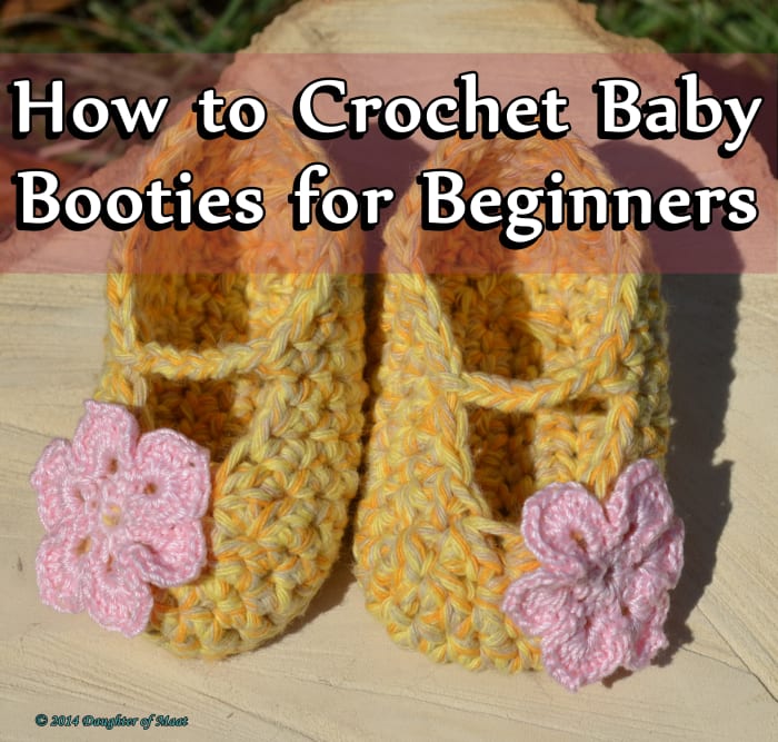 This is what your booties will look like once there are finished although they may be a different color! The flower is crocheted separately and added after the bootie is finished..