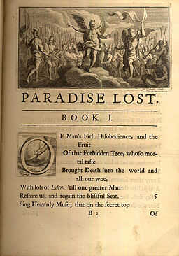 Opening page of a 1720 illustrated edition of Paradise Lost by John Milton.