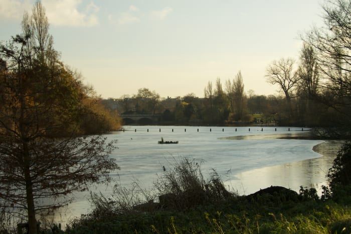 The frozen Serpentine in London's Hyde Park, 2010