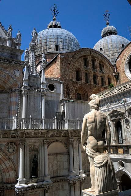 Mars the God of War at the steps to the entrance of the Doge's Palace.