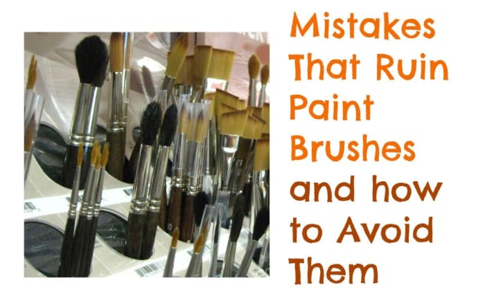 Some common mistakes can quickly ruin paint brushes. How you clean and store paint brushes has a huge impact on their lifespan and how they stay in shape. Great tips for beginner artists. Photo:Brush shelf in art supply store