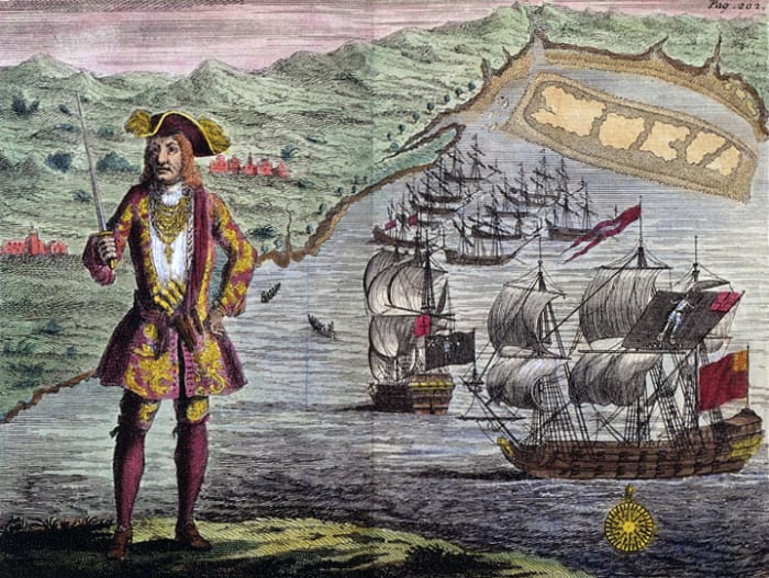 Captain Bartho. Roberts with two Ships, Viz the Royal Fortune and Ranger, takes in Sail in Whydah Road on the Coast of Guiney, January 11th. 1721/2.