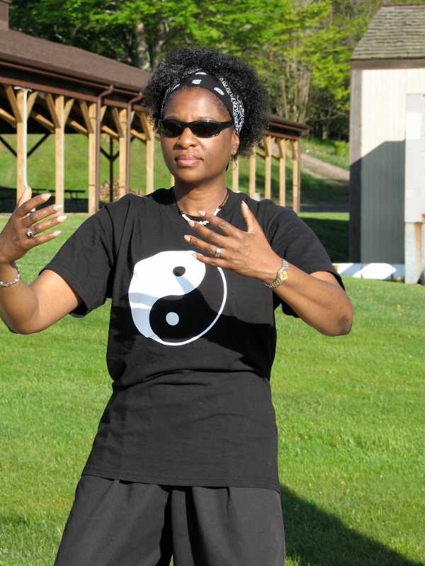 Janis enjoys her morning qi gong exercise at the 2011 SkyValley Taiji Retreat in Canaan Valley, West Virginia.