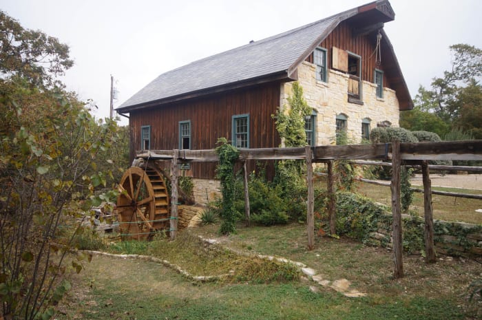 The Homestead Heritage Gristmill. A variety of flours and baking mixes are made and sold there.