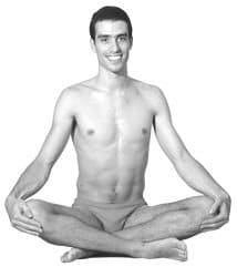 Sukhasana or easy posture for sitting cross legged on the floor for doing yoga, pranayama or meditation