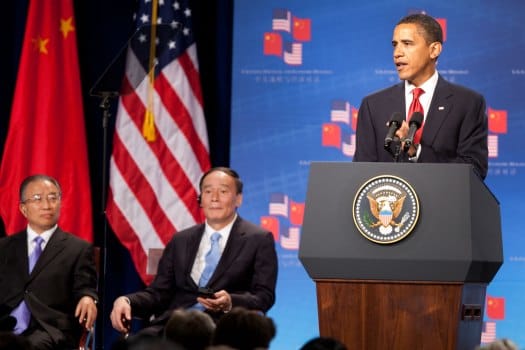 U.S. President Barack Obama giving a speech.