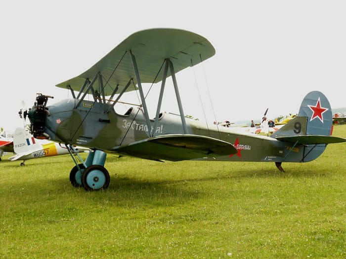 WW2: A Polikarpov Po-2 biplane, similar to the aircraft operated by the Night Witches during their night bombing missions.