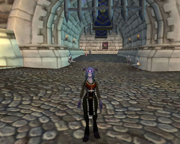 When equipped, a guild tabard is displayed over your character's armor and shows your guild's chosen color and icon design.